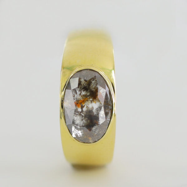Oval Shape Men's Salt and Pepper Diamond Ring