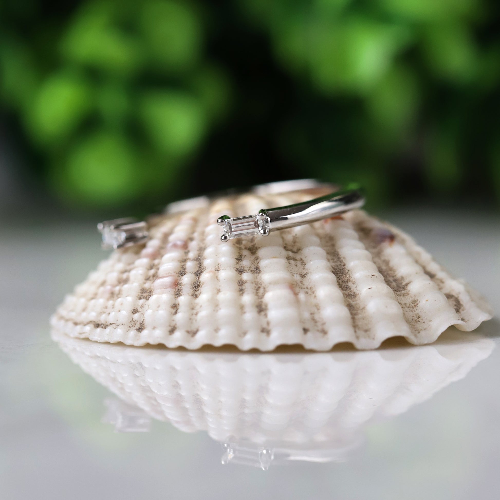 baguette wedding band white gold