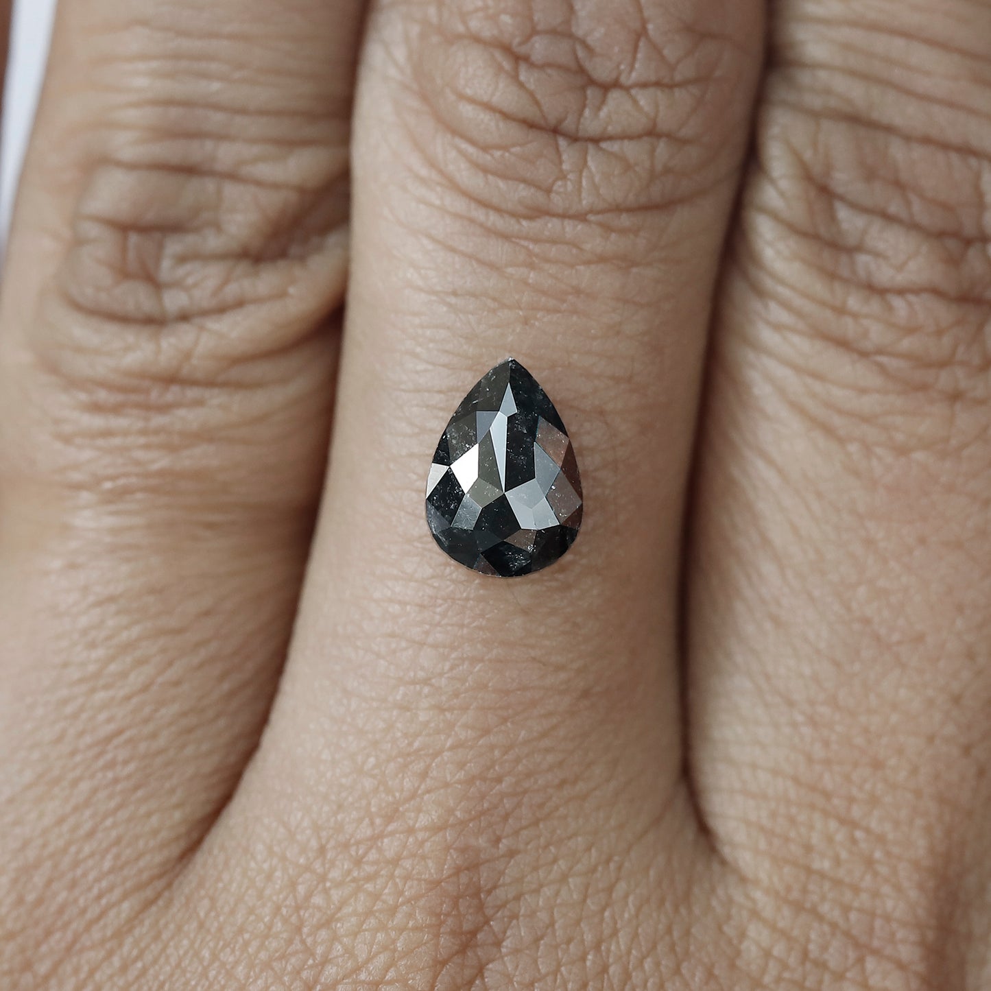 1.96 CT Pear Shape Natural Black Color Salt and Pepper Diamond For Custom Engagement Rings