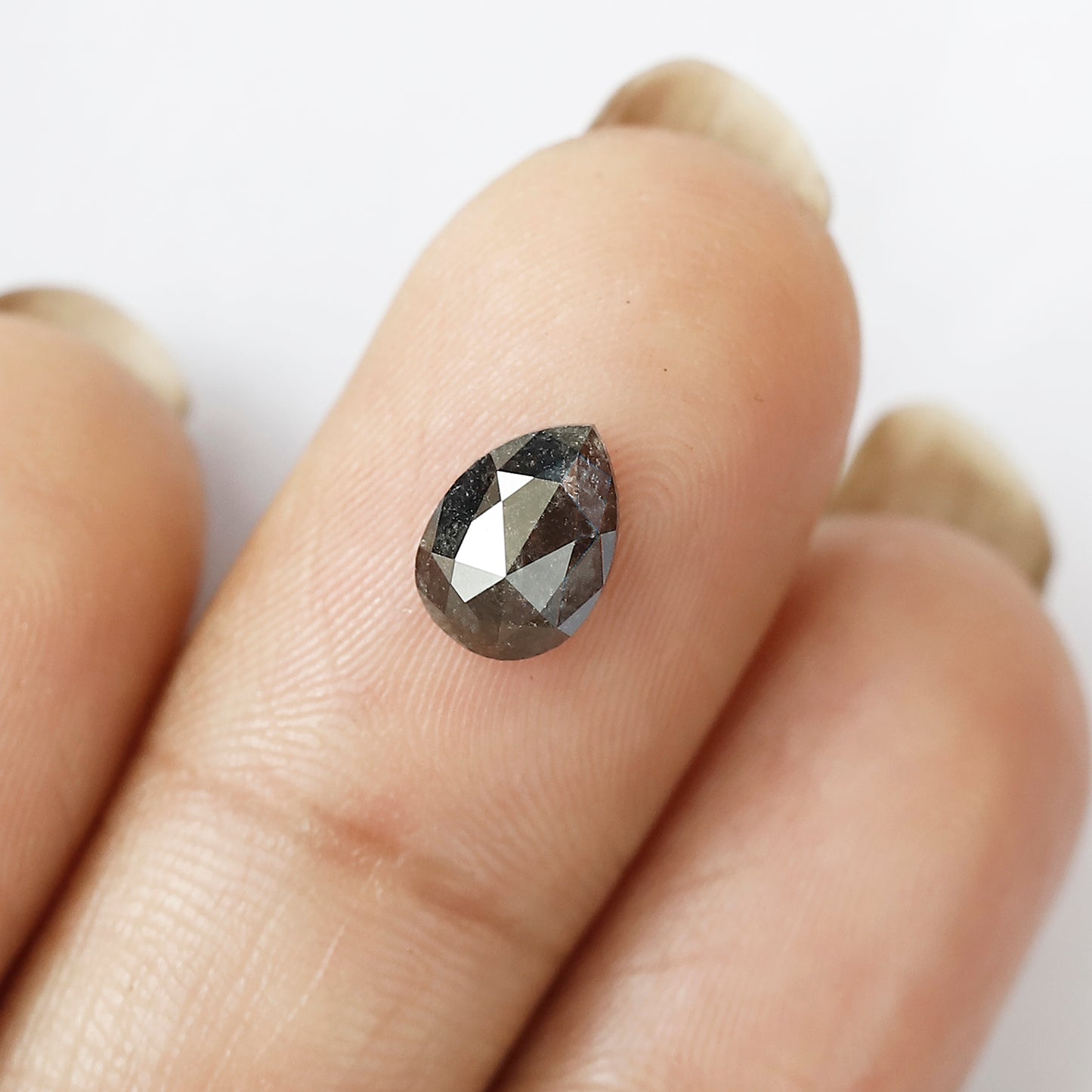 1.18 CT Pear Shape Natural Gray Black Color Salt and Pepper Diamond For Custom Engagement Ring