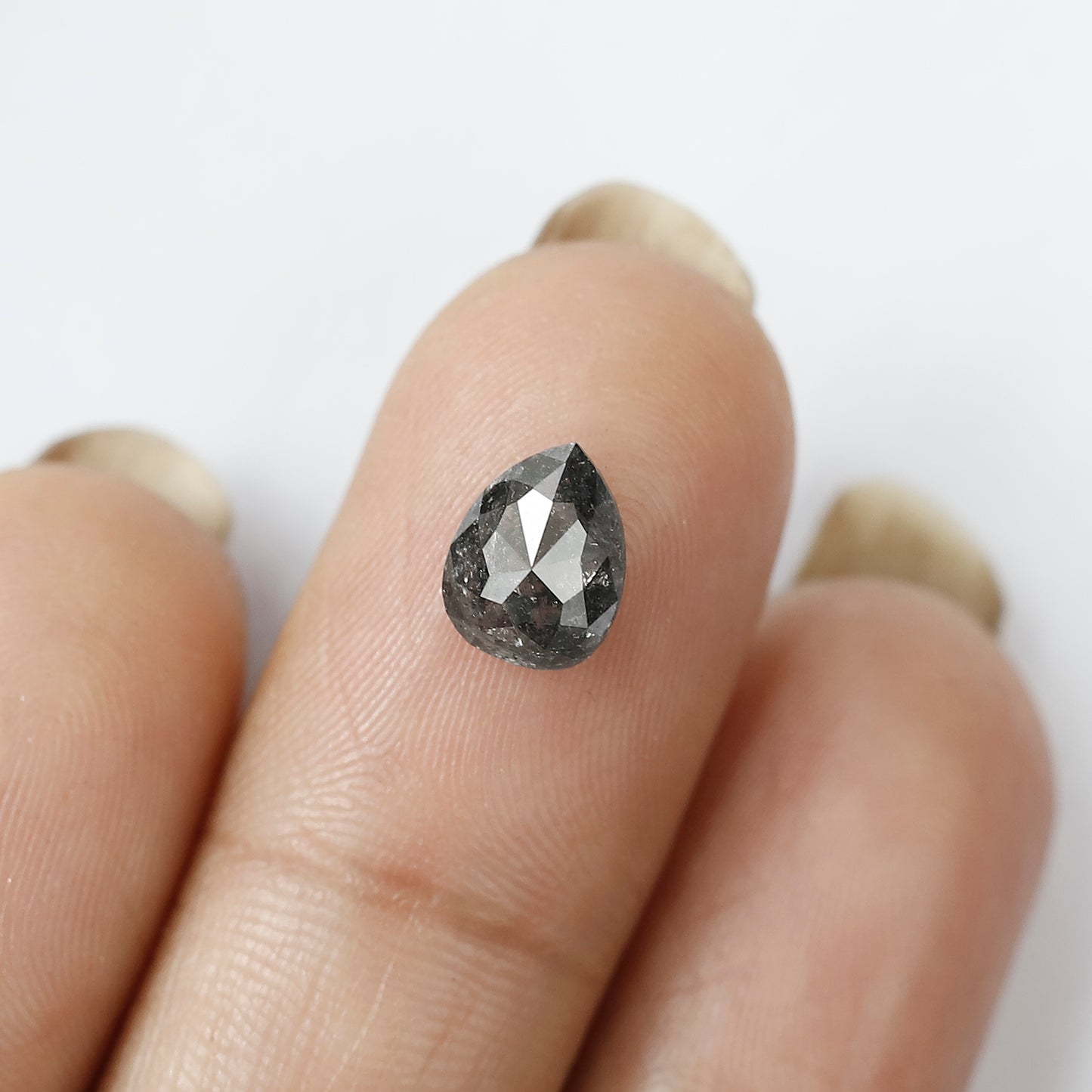 1.38 CT Natural Loose Black Color Pear Shape Salt and Pepper Diamond For Custom Engagement Ring