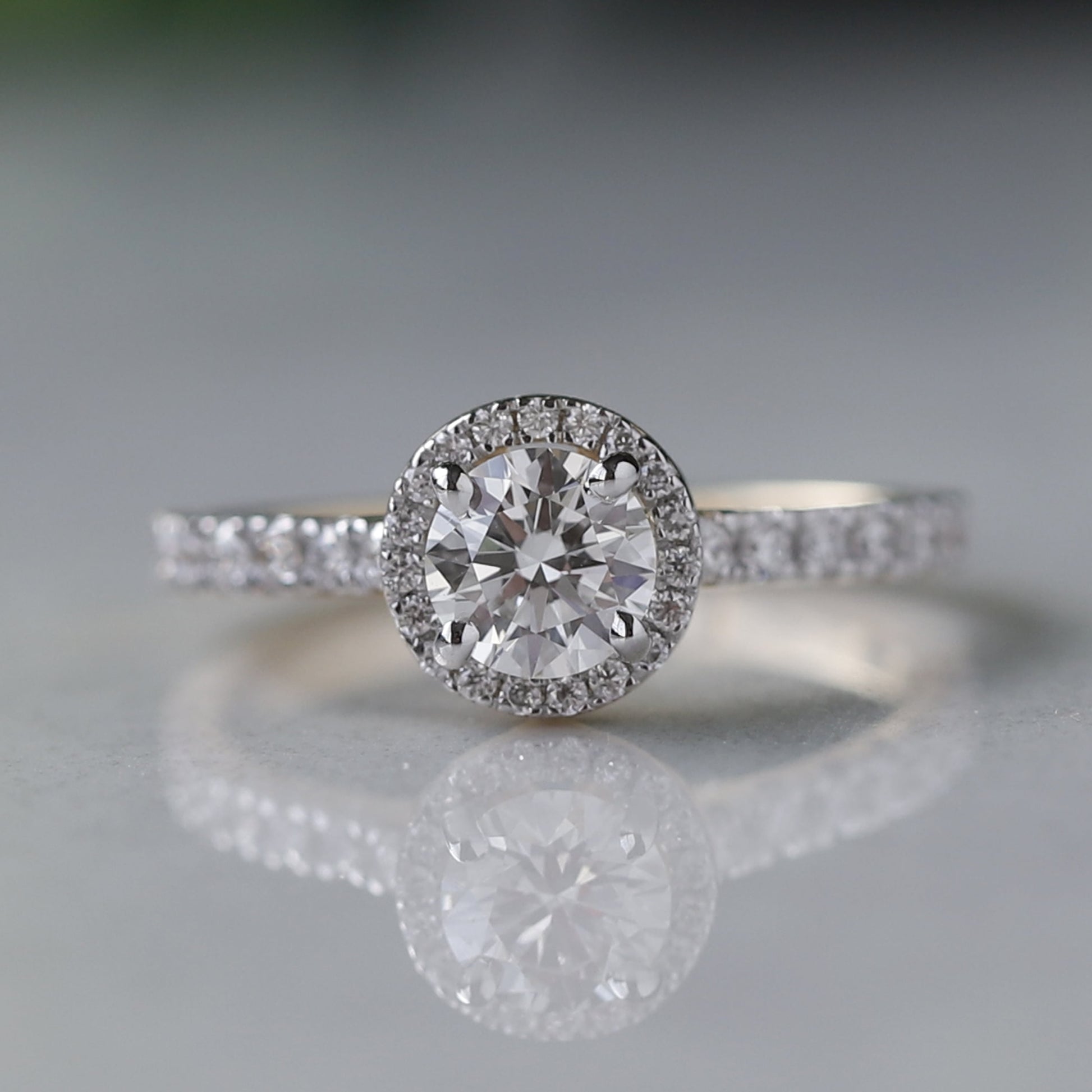 yellow gold lab created diamond ring