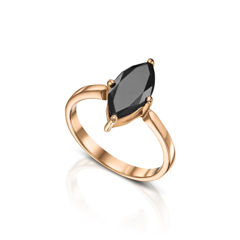 marquise cut black diamond ring