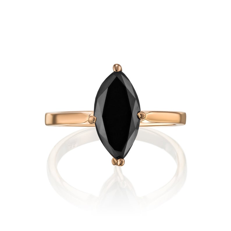 marquise cut black diamond ring