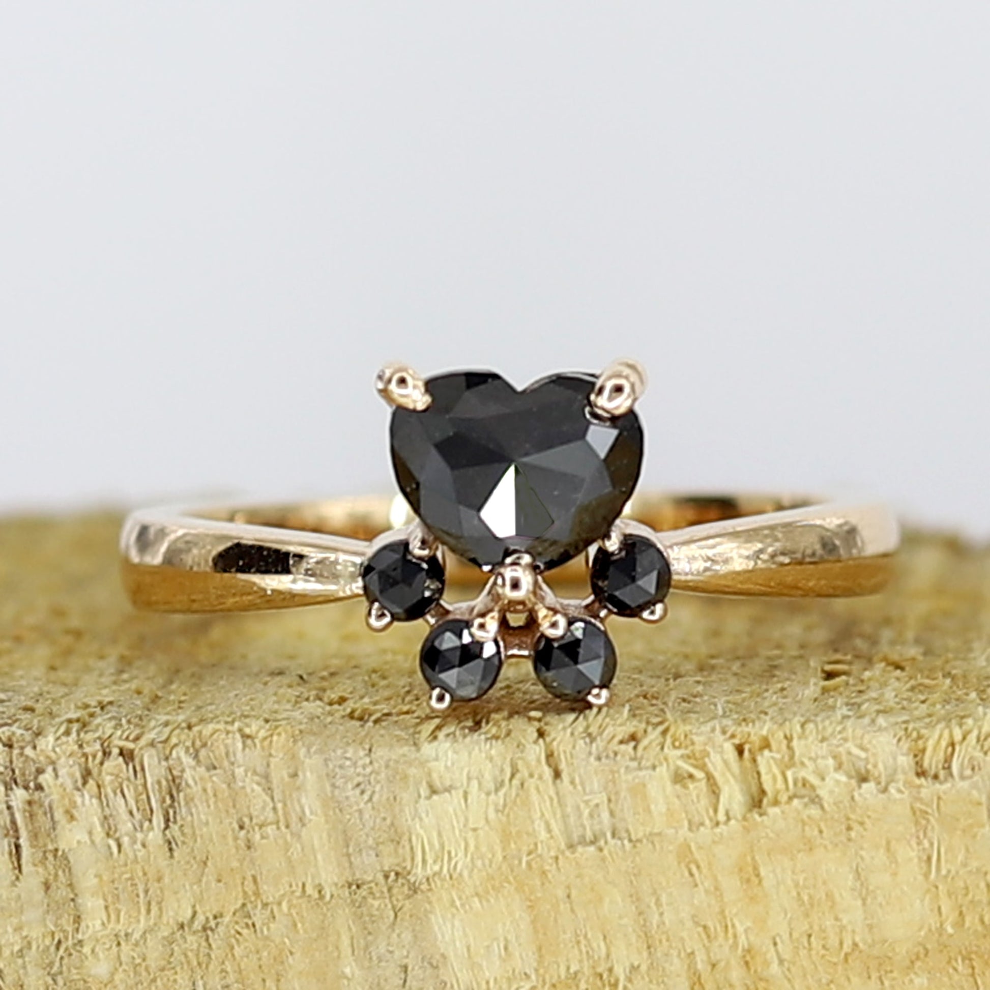 black diamond heart ring