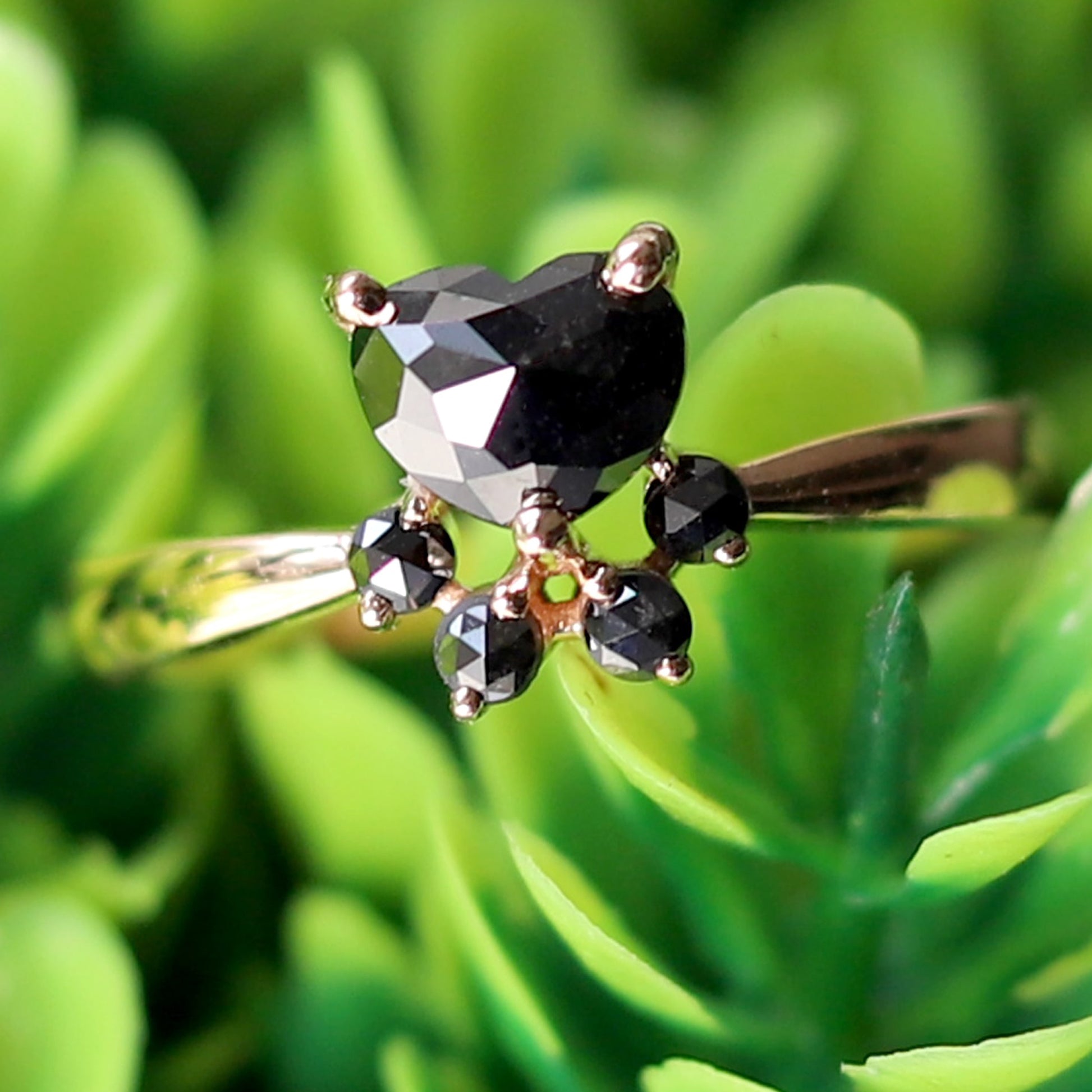 black diamond heart ring