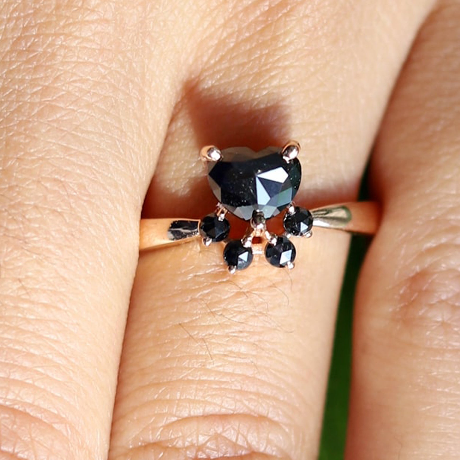 black diamond heart ring
