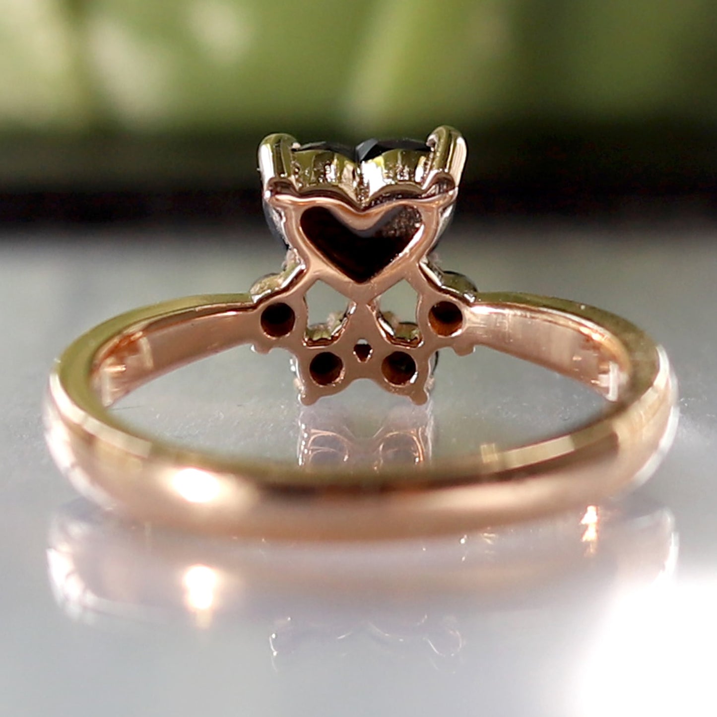 black diamond heart ring