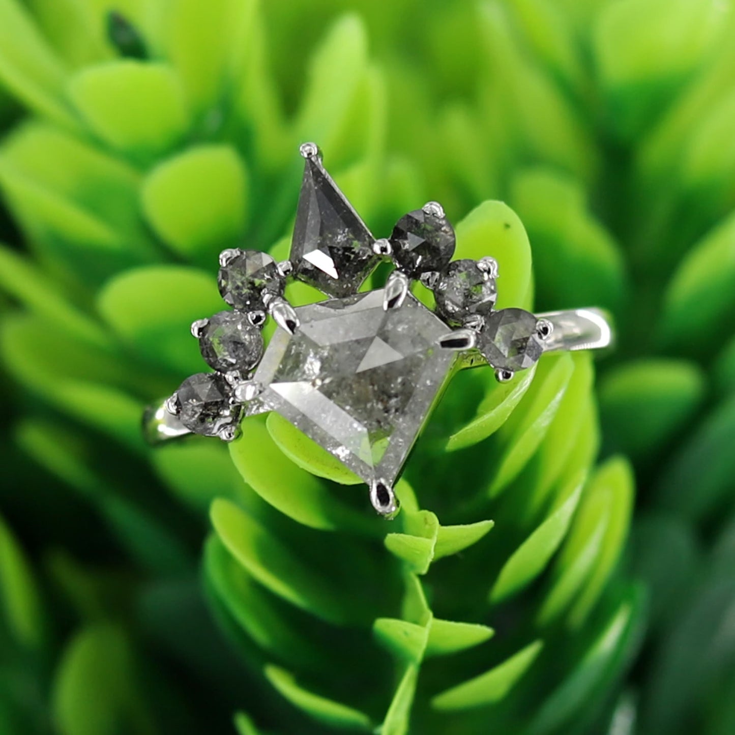 Geometric Diamond Engagement Ring