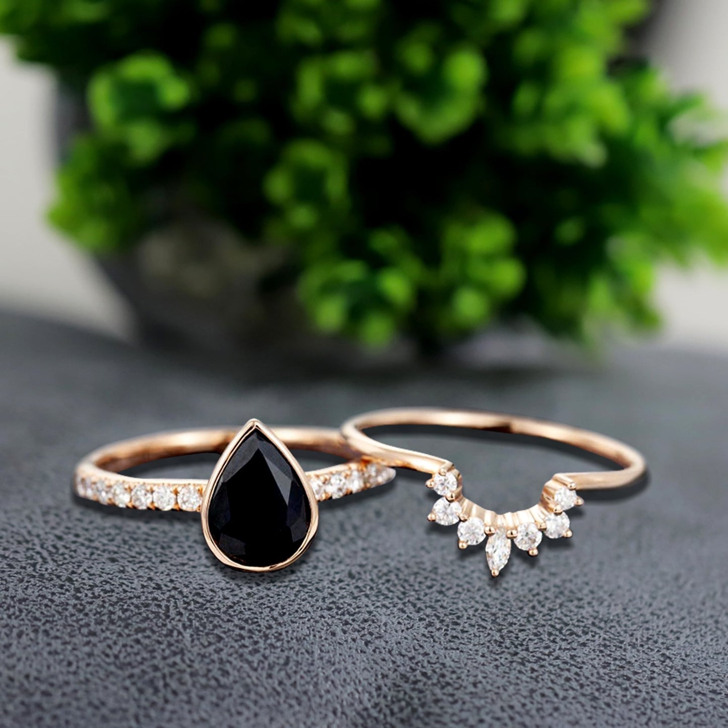 Black Diamond Teardrop Ring