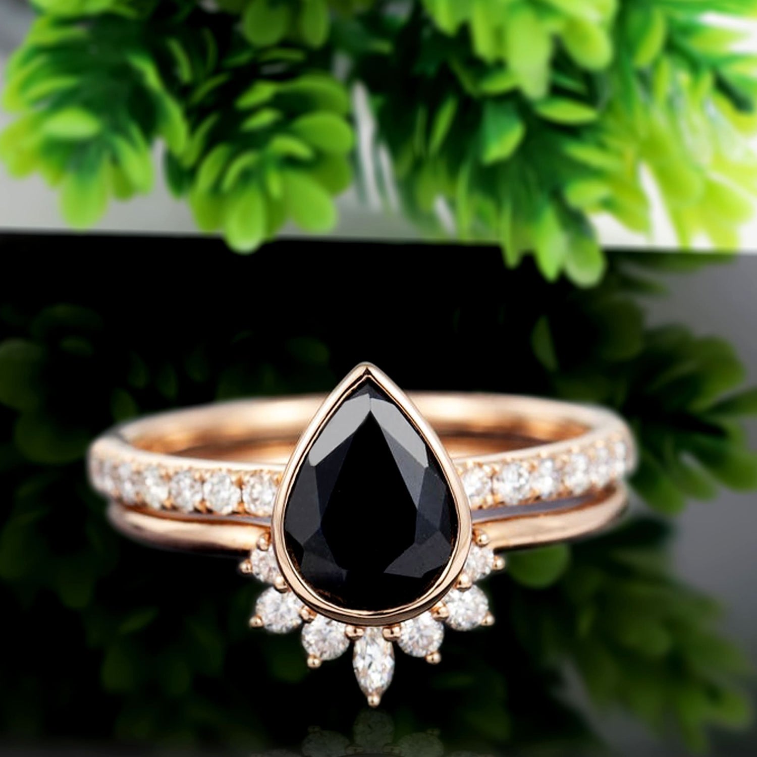 Black Diamond Teardrop Ring