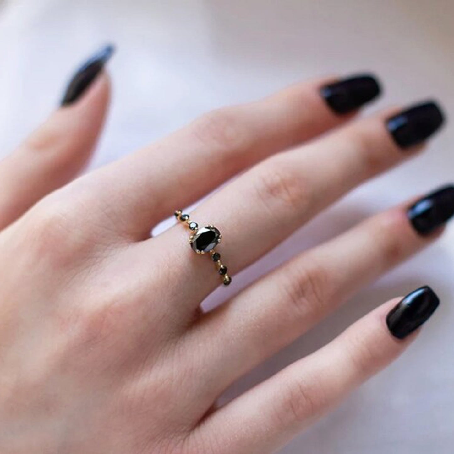 Black Oval Engagement Rings