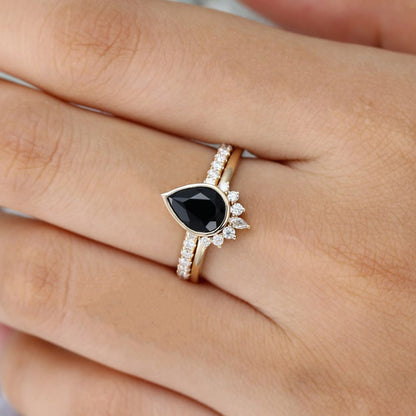 Black Diamond Teardrop Ring