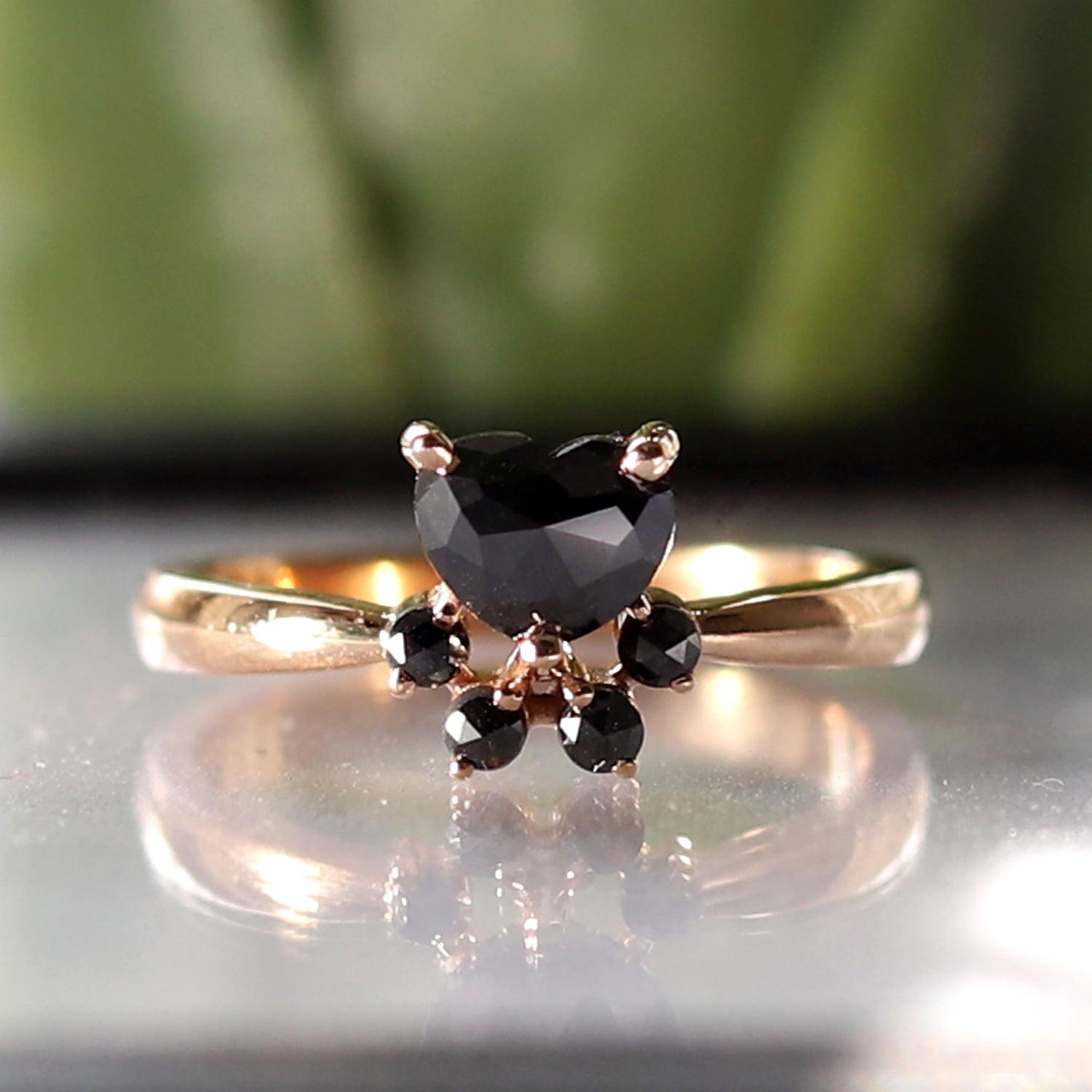 black diamond heart ring