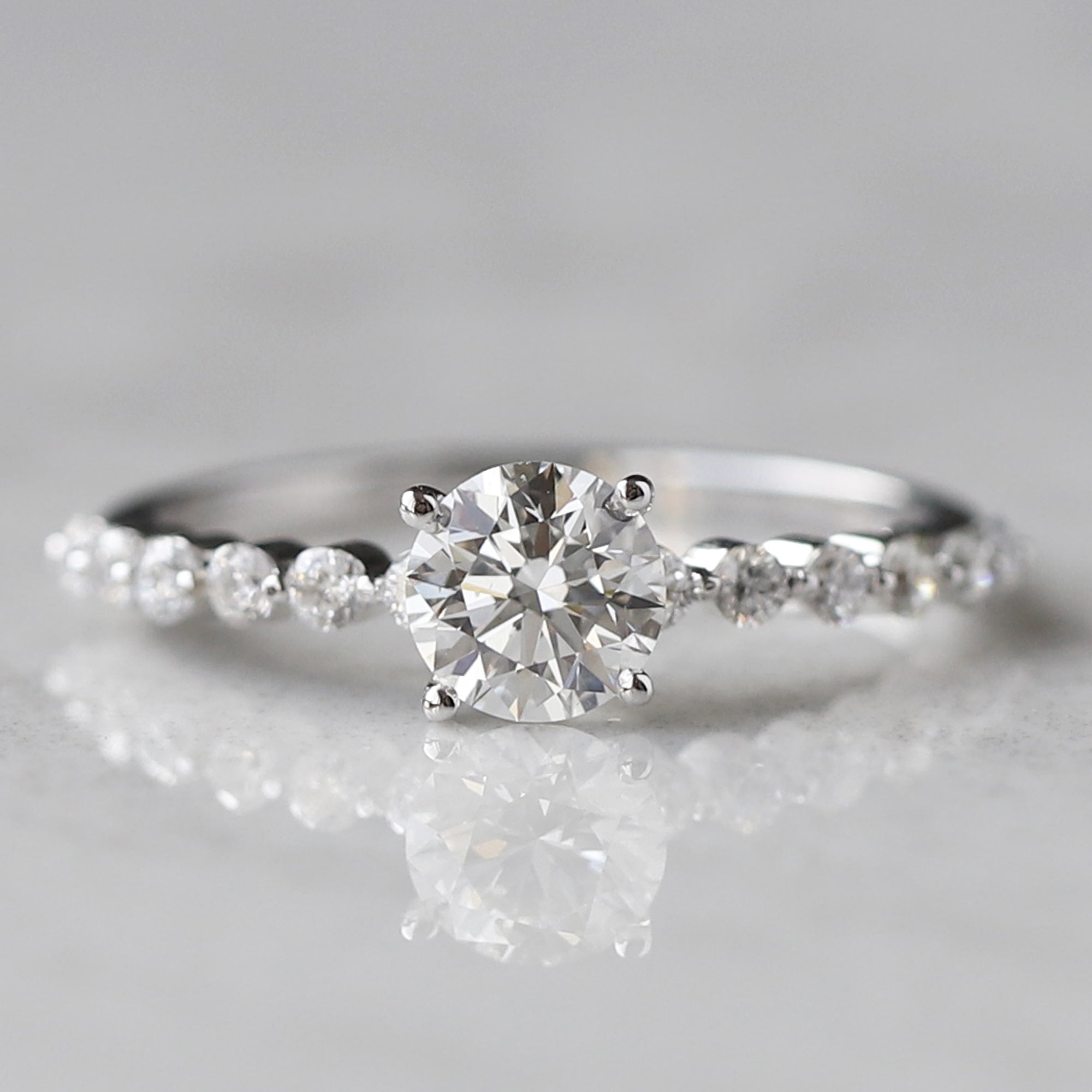 Floating Diamonds Buy 14 k White Gold Floating Diamond Ring For Her - Rustic and Gold