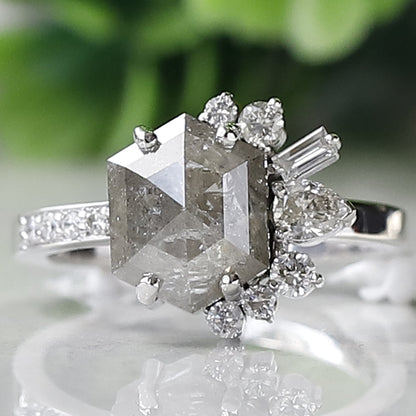 hexagon-shaped diamond ring