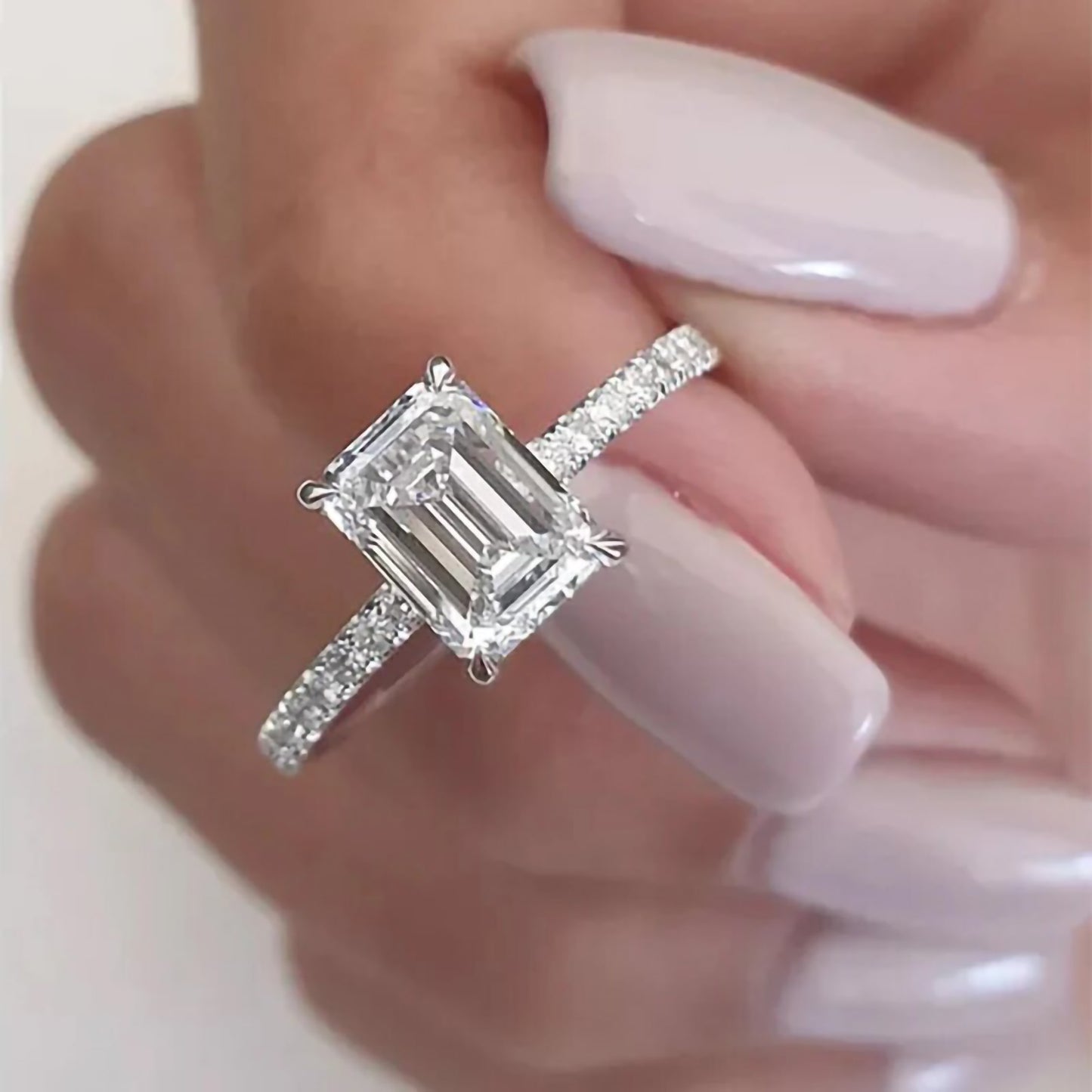 emerald cut moissanite ring