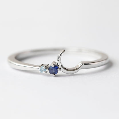 14 k Yellow Gold Moon Ring With Black Diamond At Best Price