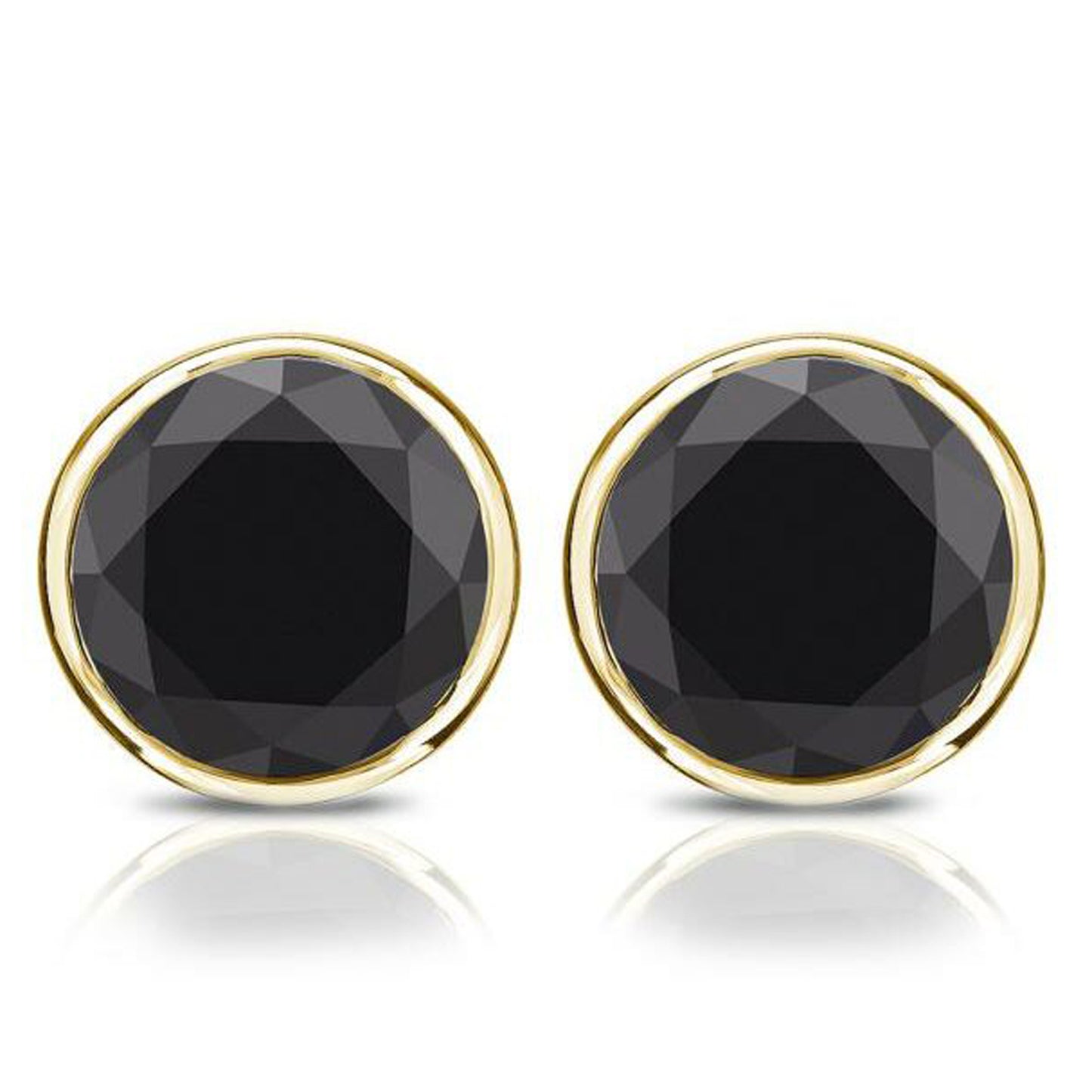 black diamond stud earrings in 14k yellow gold