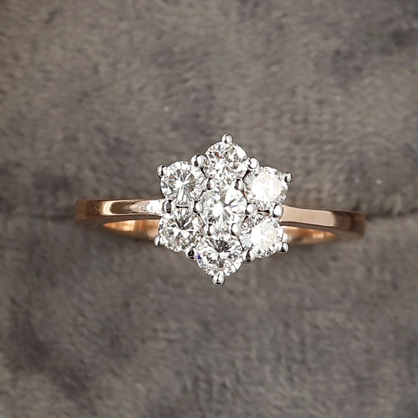 14 K Yellow Gold Flower Diamond Ring For Her