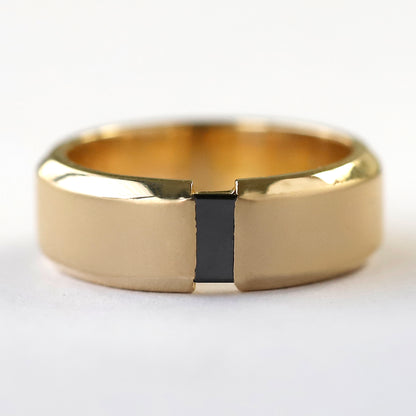 14 K Gold Black Diamond Men's Wedding Band