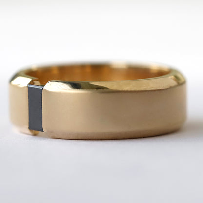 14 K Gold Black Diamond Men's Wedding Band