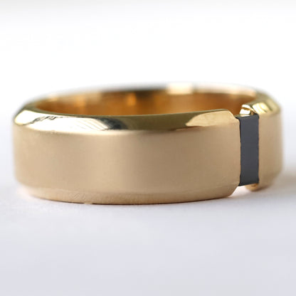 14 K Gold Black Diamond Men's Wedding Band