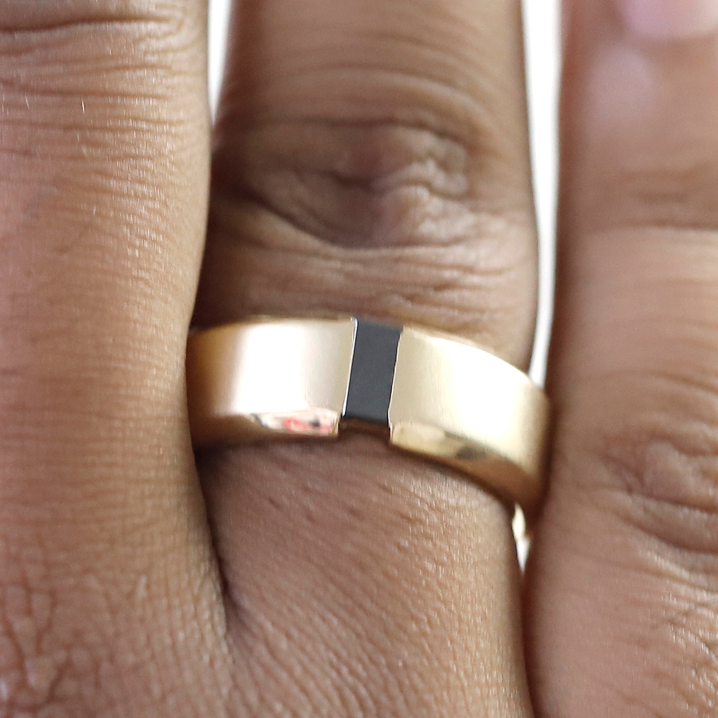 14 K Gold Black Diamond Men's Wedding Band