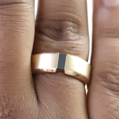 14 K Gold Black Diamond Men's Wedding Band