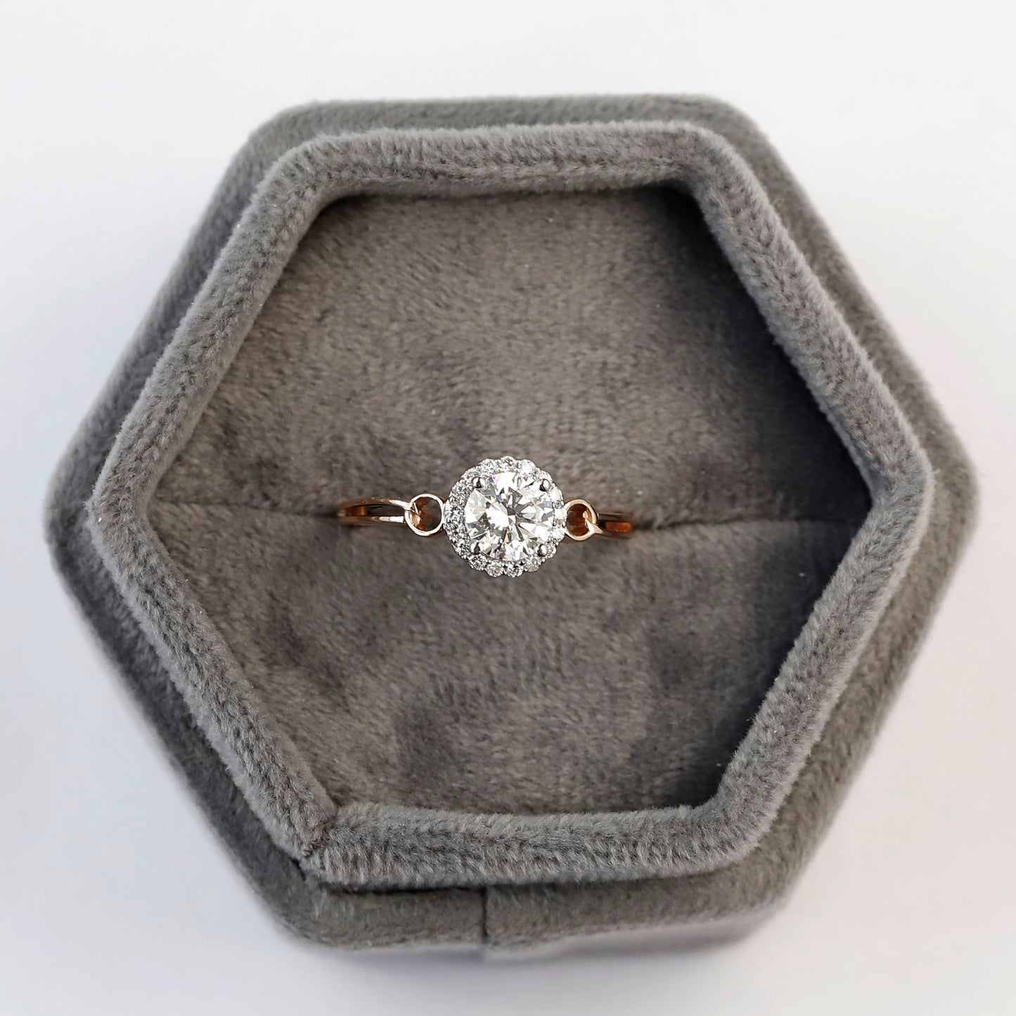1 CT Lab Grown Hidden Halo Diamond Ring For Her