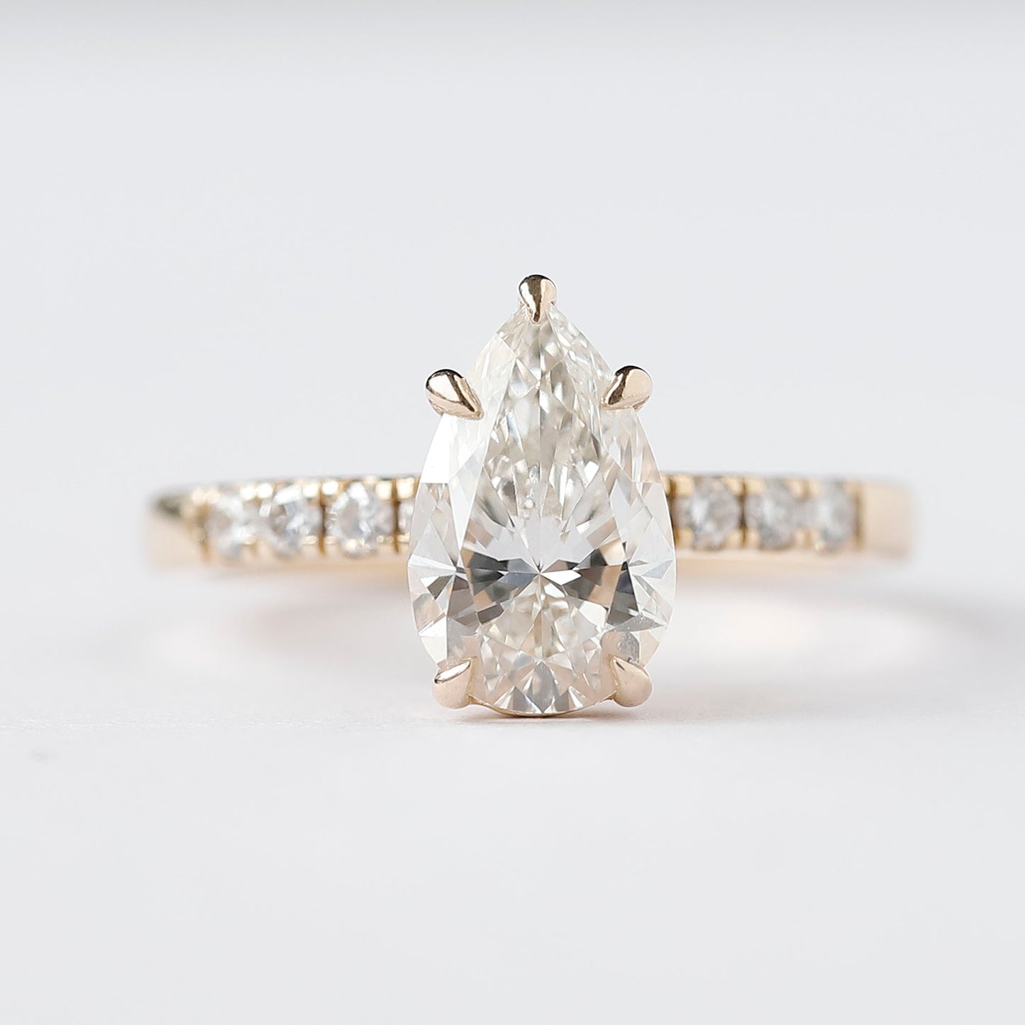 1.50 CT Pear Cut Lab Diamond Engagement Ring