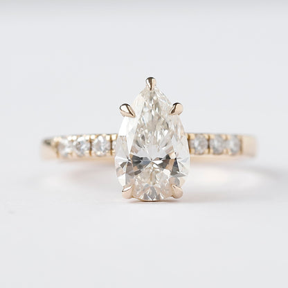 1.50 CT Pear Cut Lab Diamond Engagement Ring