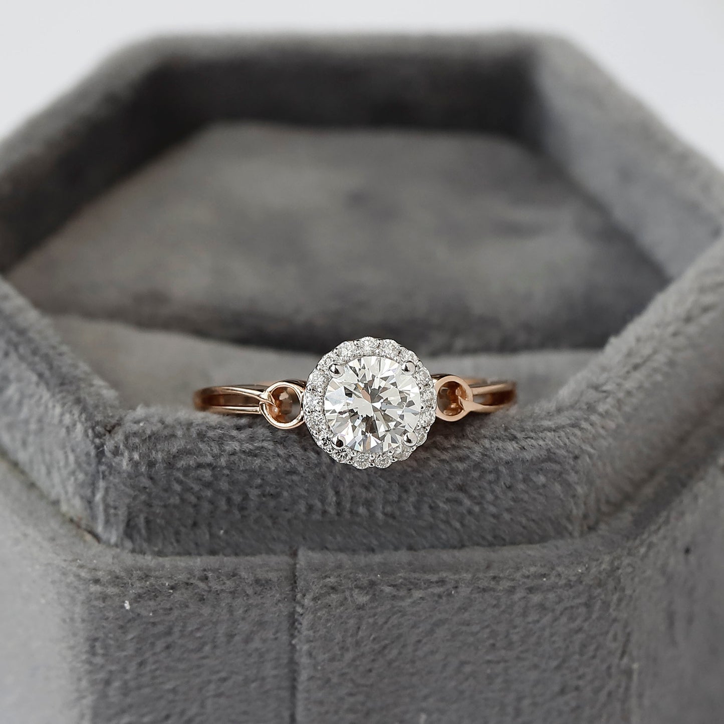 1 CT Lab Grown Hidden Halo Diamond Ring For Her