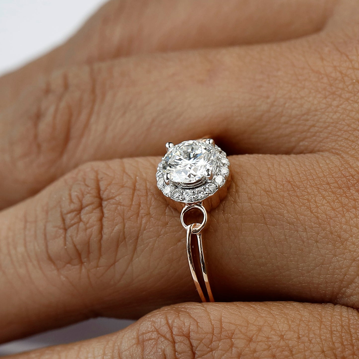 1 CT Lab Grown Hidden Halo Diamond Ring For Her