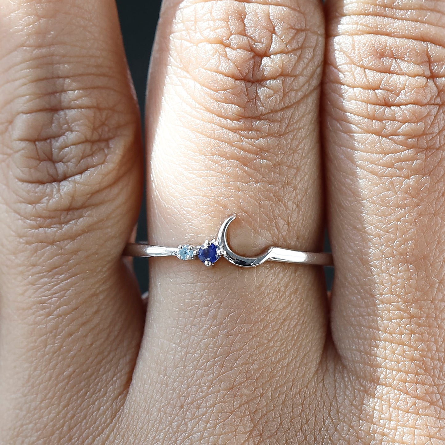 14 k Yellow Gold Moon Ring With Black Diamond At Best Price