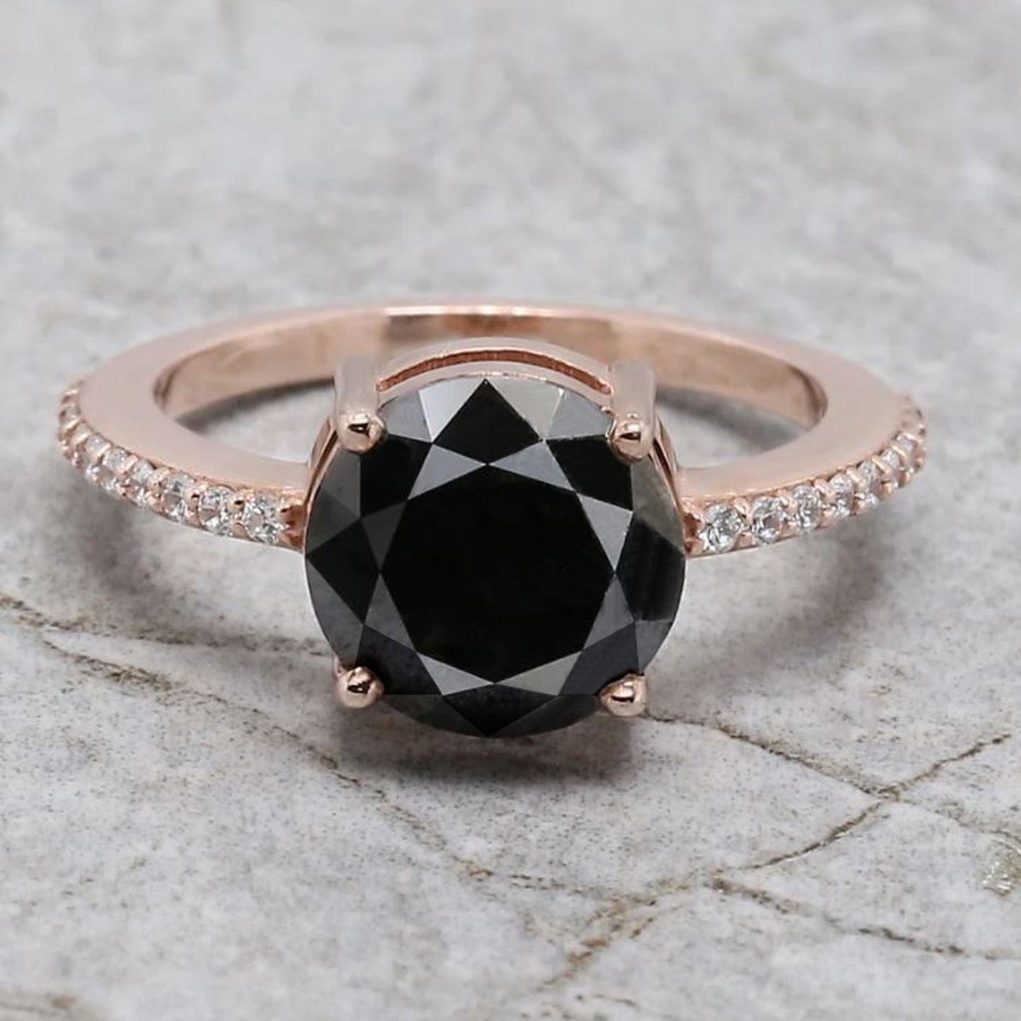 Solitaire Black Diamond engagement ring