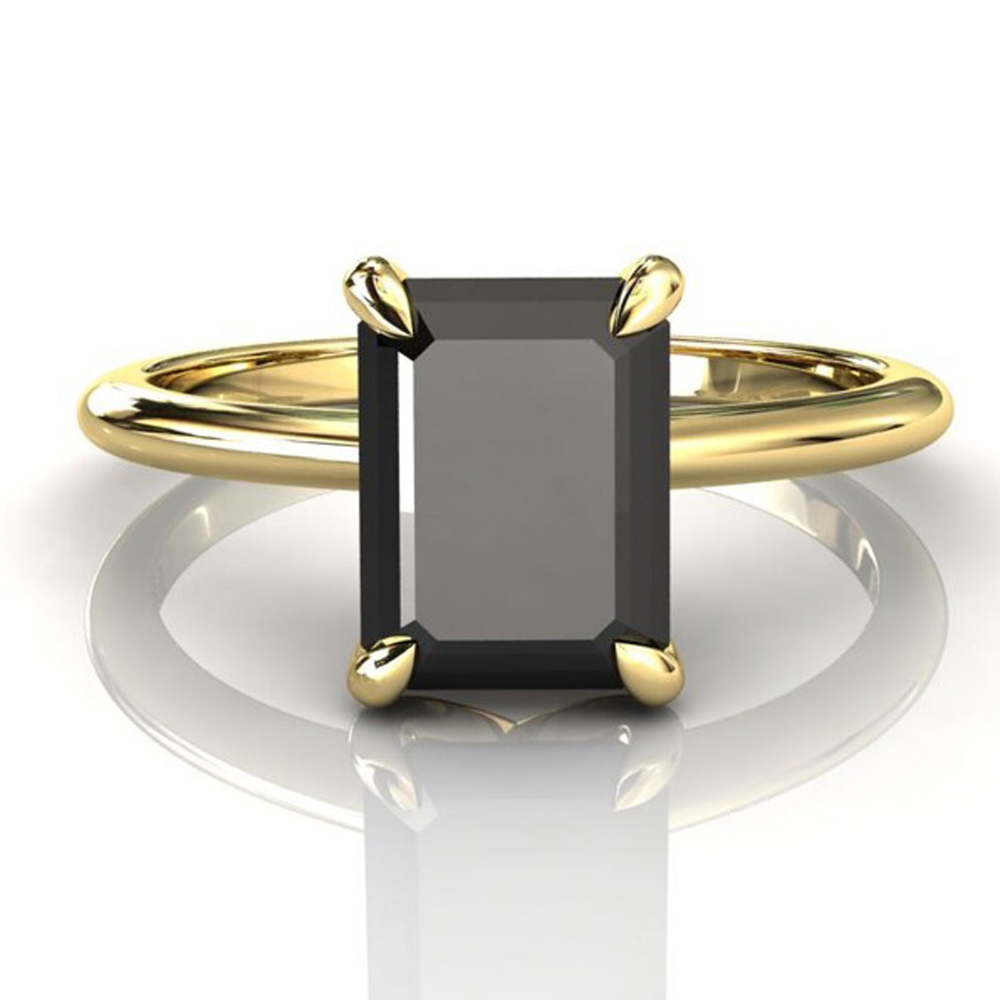 emerald cut black diamond engagement ring