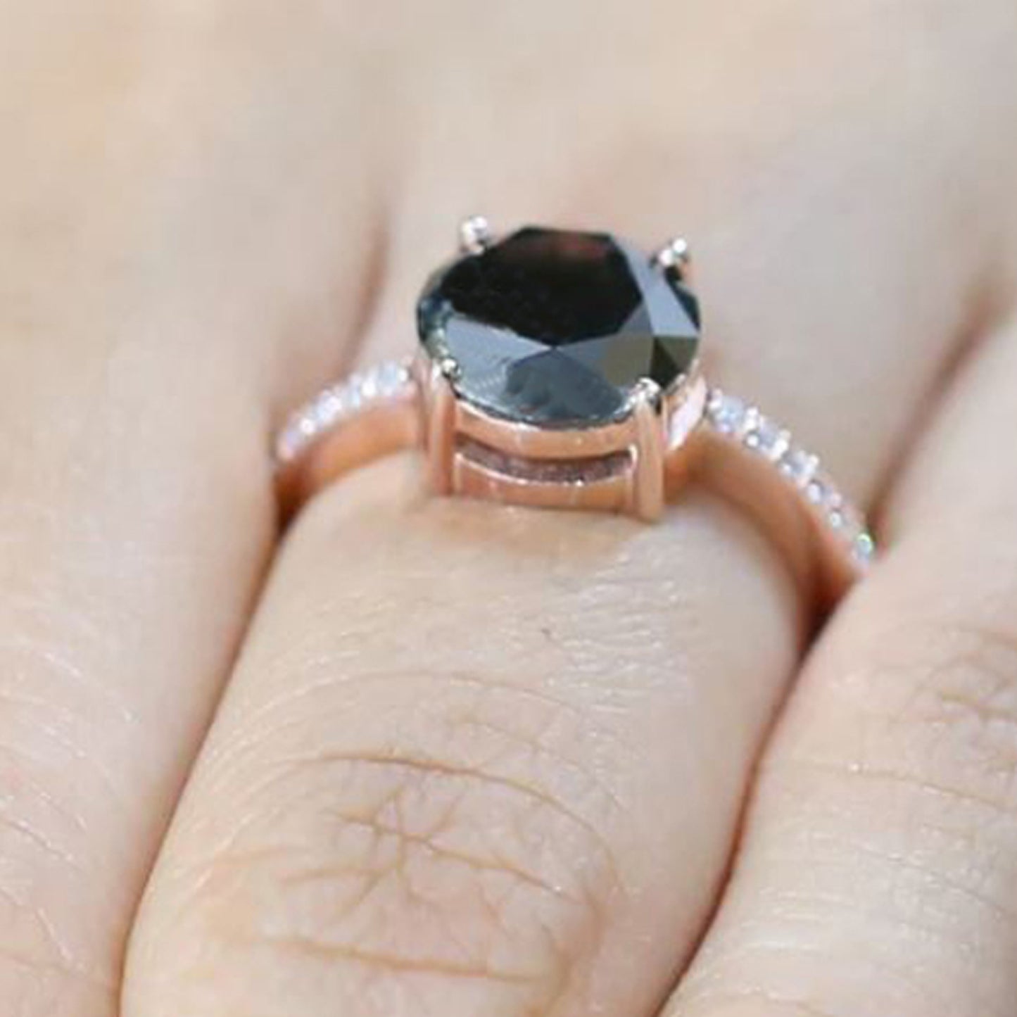 Solitaire Black Diamond engagement ring