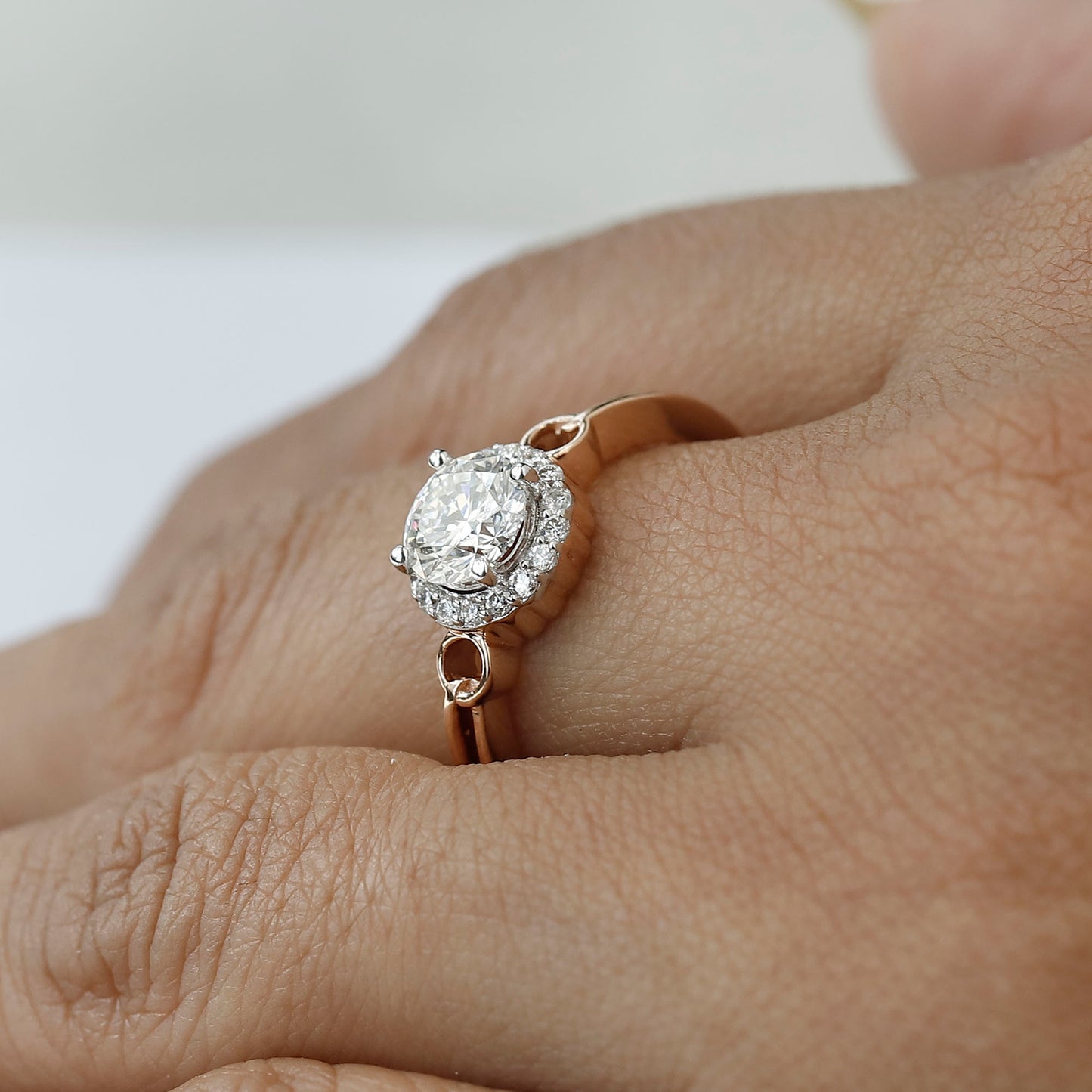 1 CT Lab Grown Hidden Halo Diamond Ring For Her