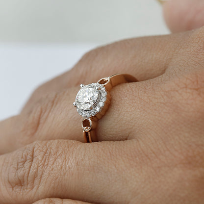 1 CT Lab Grown Hidden Halo Diamond Ring For Her