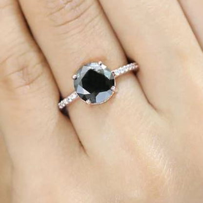 Solitaire Black Diamond engagement ring