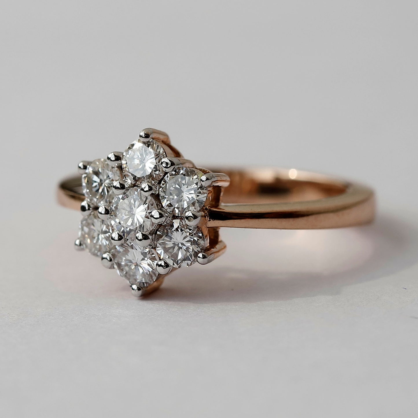 14 K Yellow Gold Flower Diamond Ring For Her