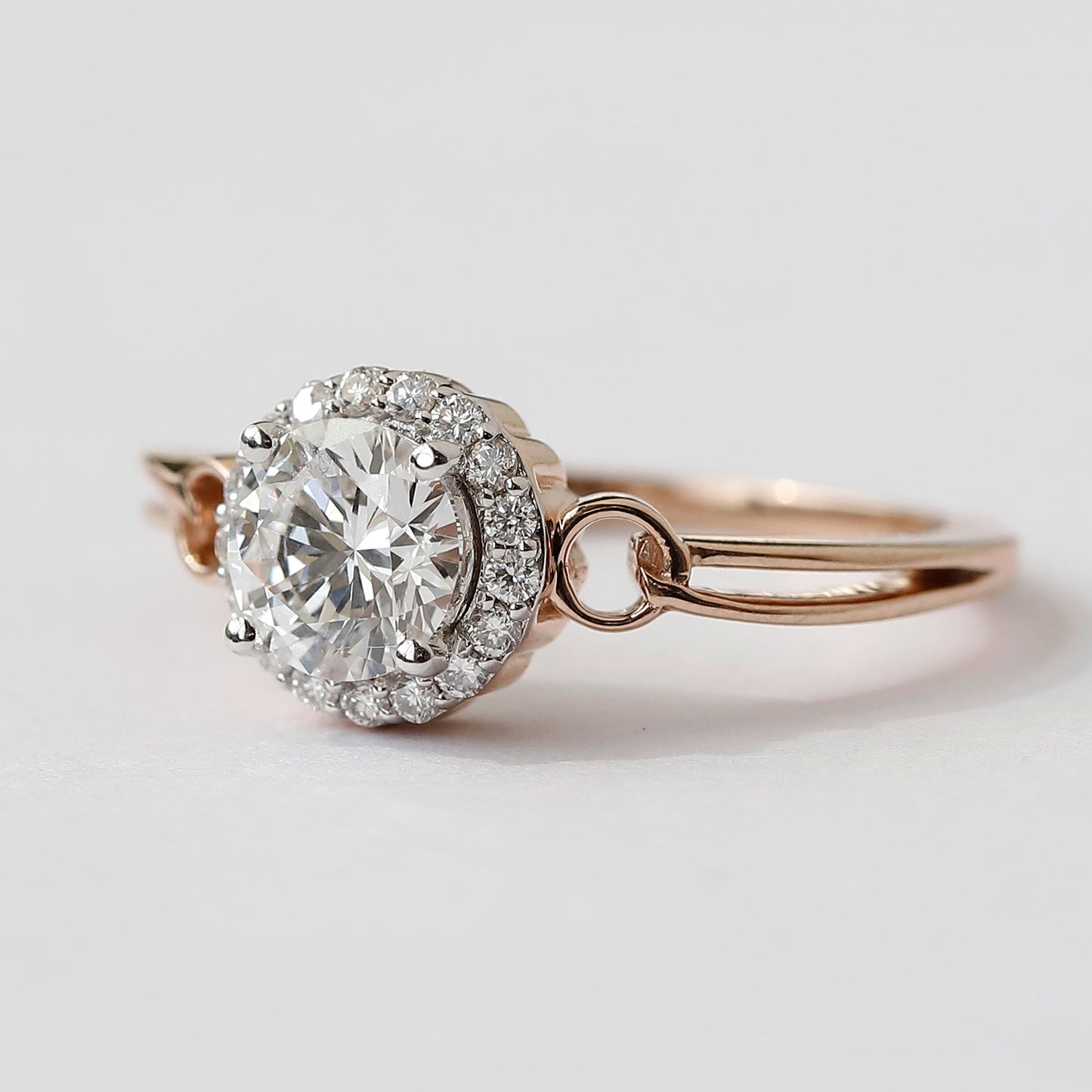 1 CT Lab Grown Hidden Halo Diamond Ring For Her