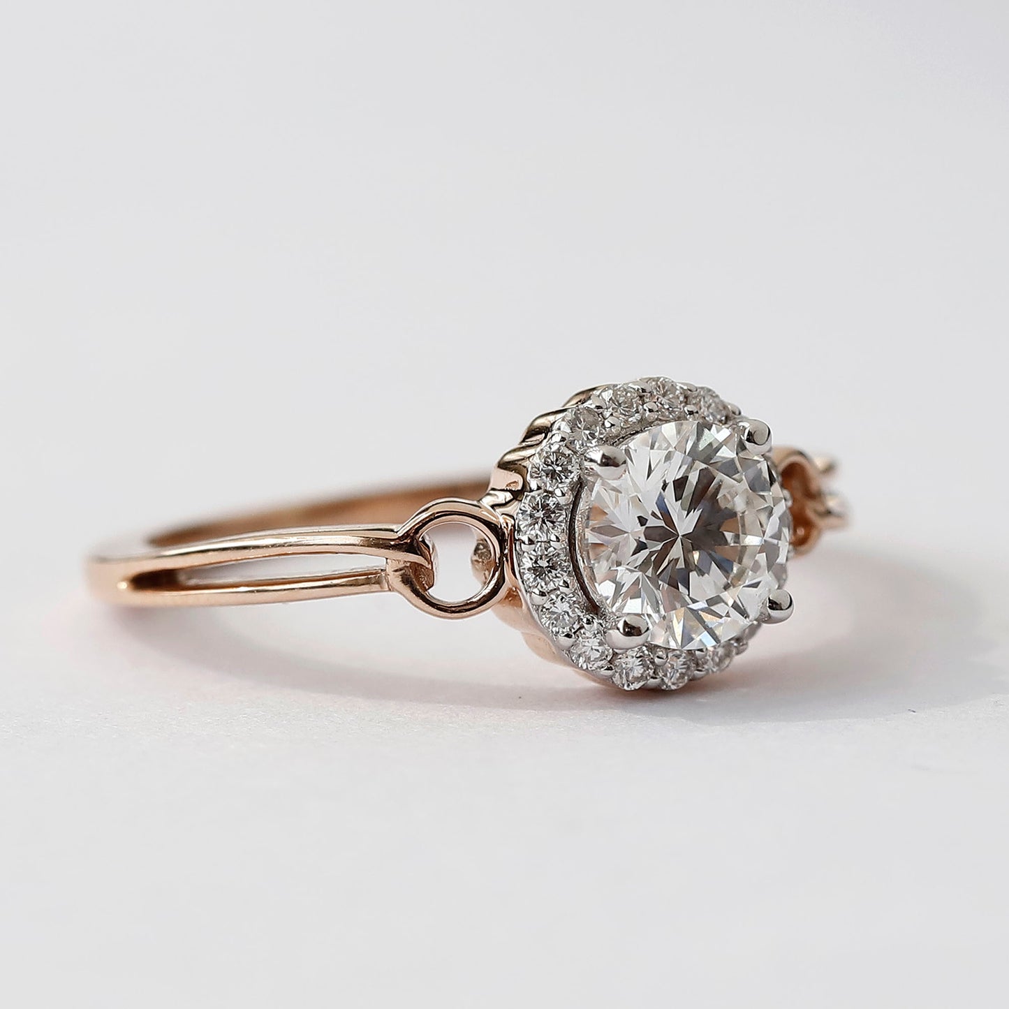 1 CT Lab Grown Hidden Halo Diamond Ring For Her