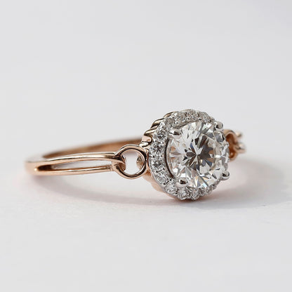 1 CT Lab Grown Hidden Halo Diamond Ring For Her