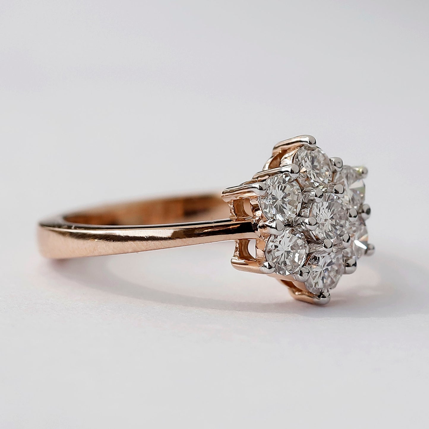 14 K Yellow Gold Flower Diamond Ring For Her