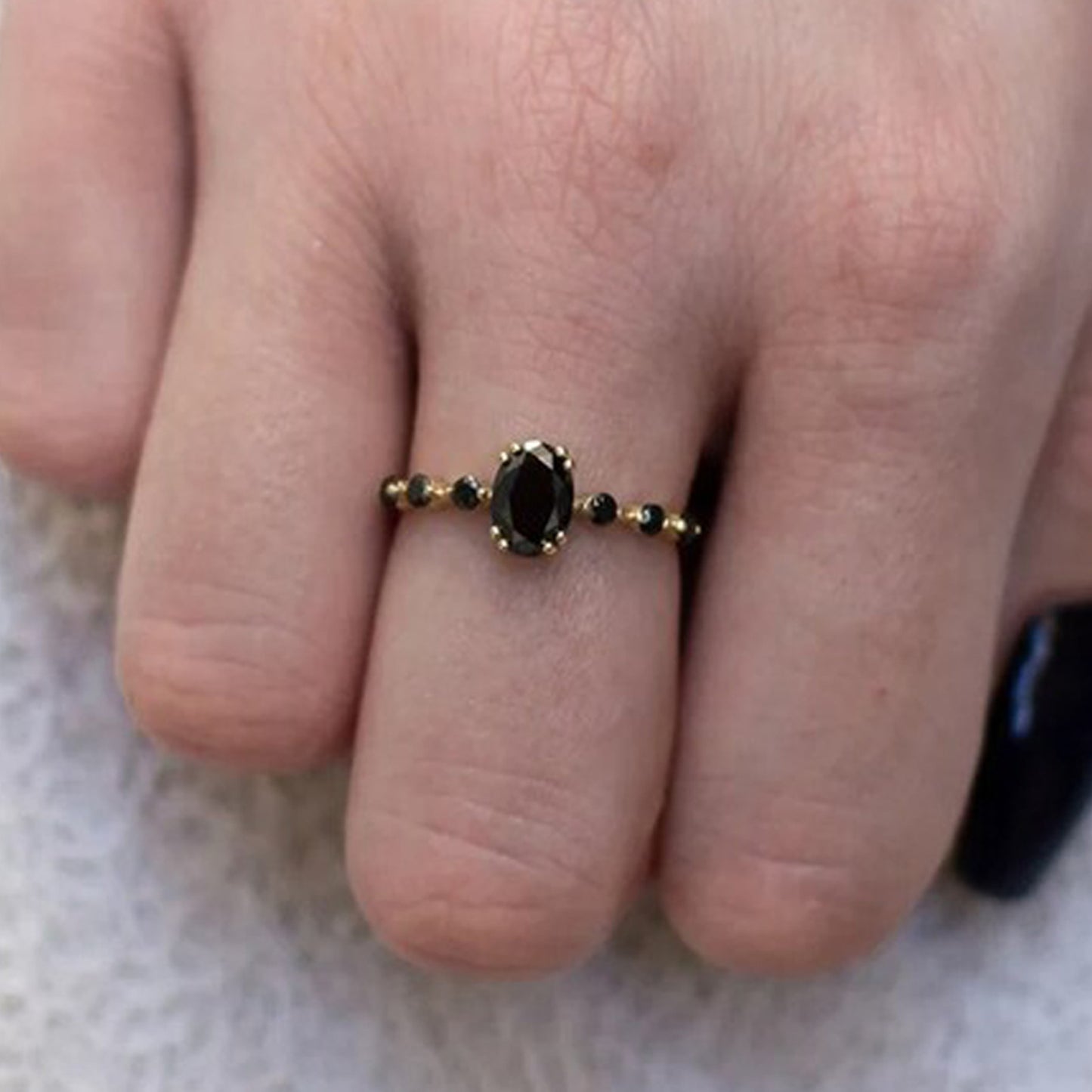 Black Oval Engagement Rings