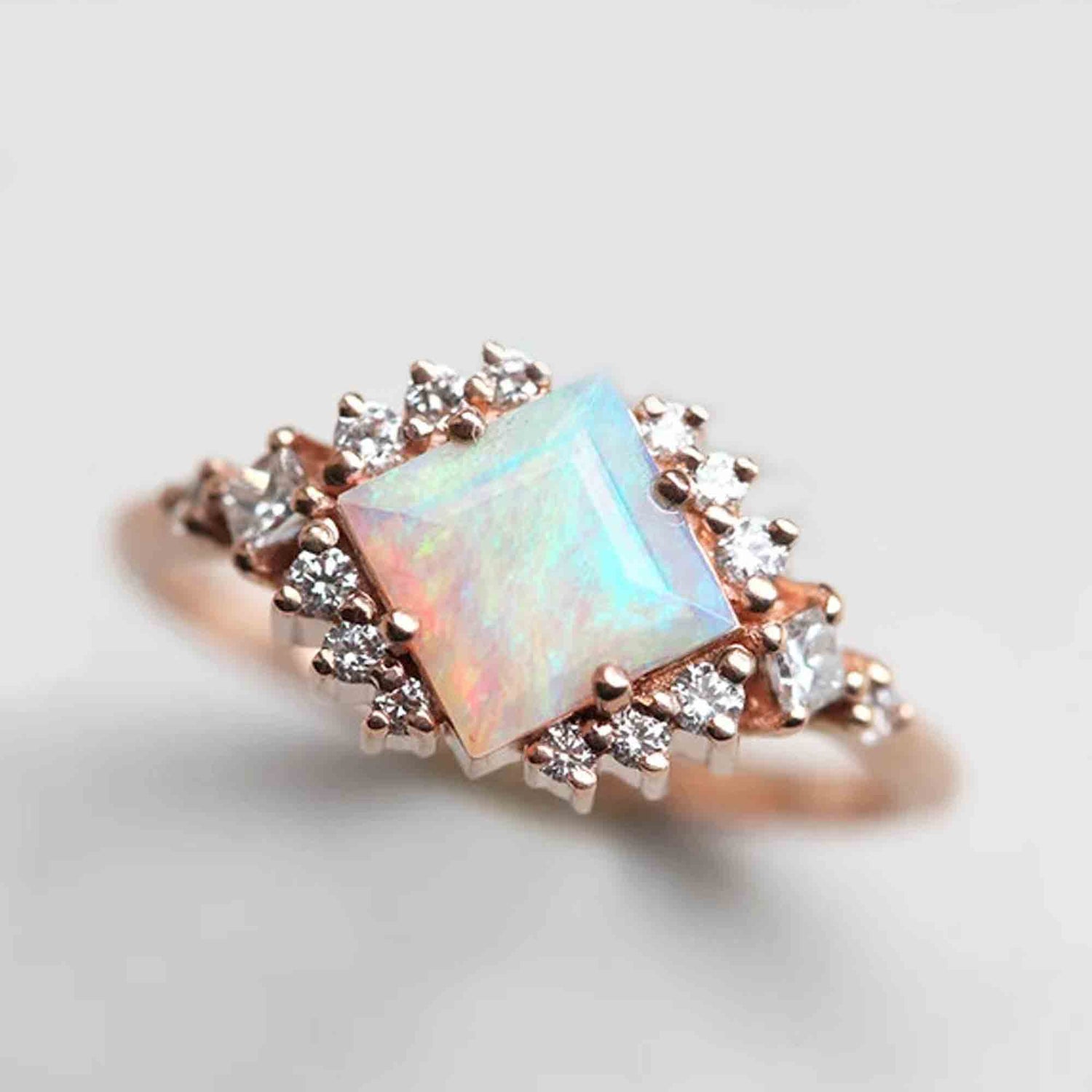 princess cut opal ring