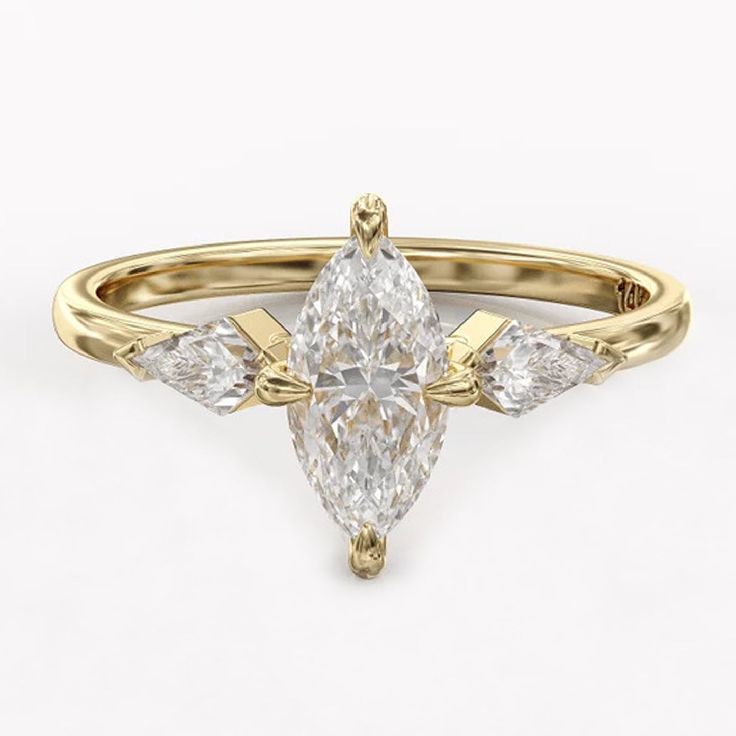 14k Yellow Gold Marquise Diamond Rings For Women