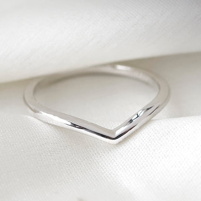 14K White Gold Wish Bone Wedding Band For Her